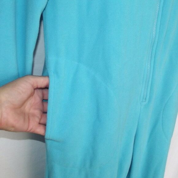 NICK & NORA Footie Pajamas/Union Suit, S, SHARK, Aqua Blue, Long sleeve, Zipper - Picture 7 of 14